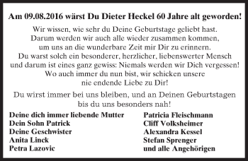 Traueranzeige von Dieter Heckel von Trauerportal Rhein Main Presse