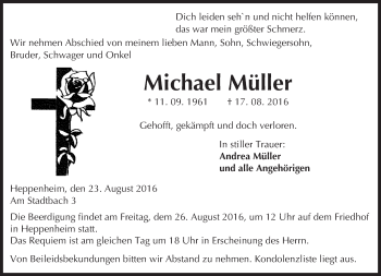 Traueranzeige von Michael Müller von Trauerportal Echo Online
