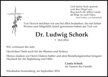 Traueranzeige von Ludwig Schork von Trauerportal Rhein Main Presse