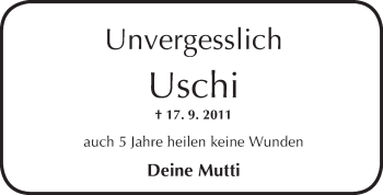 Traueranzeige von Uschi  von Trauerportal Rhein Main Presse