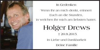 Traueranzeige von Holger Drews von Trauerportal Echo Online