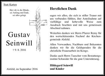 Traueranzeige von Gustav Seinwill von VRM Trauer