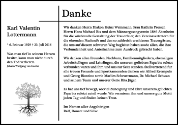 Traueranzeige von Karl Valentin Lottermann von Trauerportal Rhein Main Presse