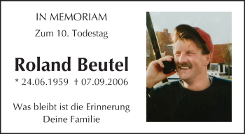 Traueranzeige von Roland Beutel von Trauerportal Rhein Main Presse