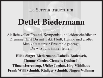 Traueranzeige von Detlef Biedermann von Trauerportal Rhein Main Presse