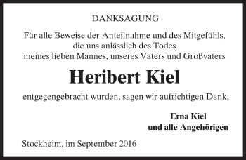 Traueranzeige von Heribert Kiel von  Kreisanzeiger