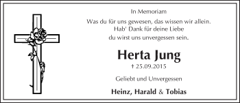 Traueranzeige von Herta Jung von Trauerportal Rhein Main Presse