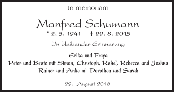 Traueranzeige von Manfred Schumann von trauer.echo-online.de