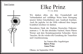 Traueranzeige von Elke Prinz von VRM Trauer