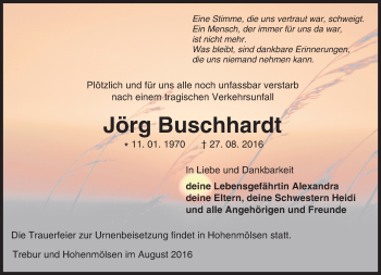 Traueranzeige von Jörg Buschhardt von Trauerportal Echo Online