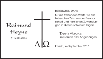 Traueranzeige von Raimund Heyne von Trauerportal Rhein Main Presse