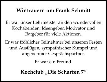 Traueranzeige von Frank Schmitt von  Camberger Anzeiger