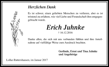 Traueranzeige von Erich Juhnke von  Gießener Anzeiger