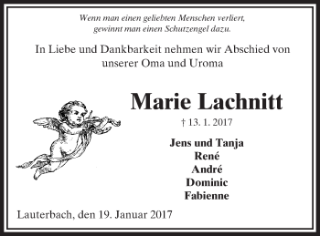 Traueranzeige von Marie Lachnitt von VRM Trauer