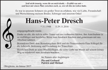 Traueranzeige von Hans-Peter Dresch von Trauerportal Rhein Main Presse