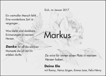 Traueranzeige von Markus  von Trauerportal Rhein Main Presse