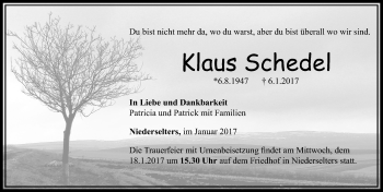 Traueranzeige von Klaus Schedel von  Camberger Anzeiger
