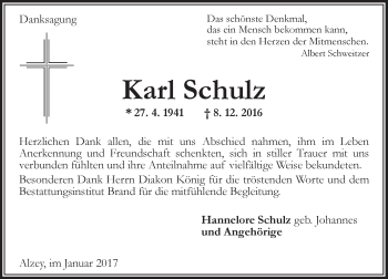 Traueranzeige von Karl Schulz von Trauerportal Rhein Main Presse