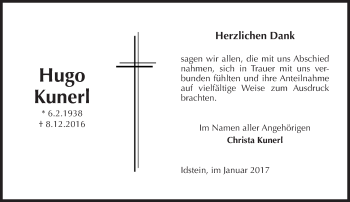 Traueranzeige von Hugo Kunerl von Trauerportal Rhein Main Presse