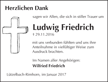 Traueranzeige von Ludwig Friedrich von Trauerportal Echo Online