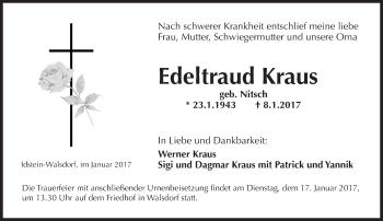 Traueranzeige von Edeltraud Kraus von Trauerportal Rhein Main Presse