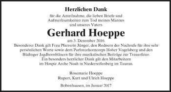 Traueranzeige von Gerhard Hoeppe von  Kreisanzeiger