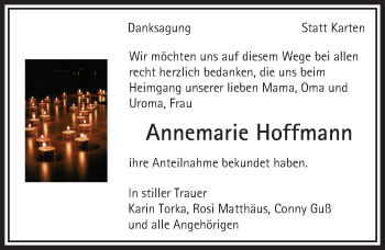 Traueranzeige von Annemarie Hoffmann von  Usinger Anzeiger