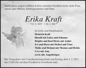 Traueranzeige von Erika Kraft von Trauerportal Echo Online