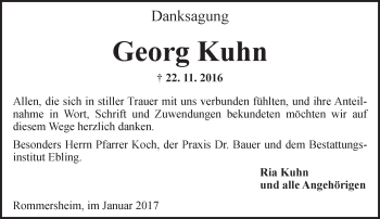 Traueranzeige von Georg Kuhn von Trauerportal Rhein Main Presse