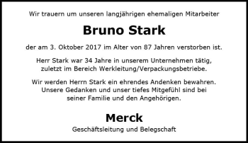 Traueranzeige von Bruno Stark von Trauerportal Echo Online