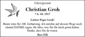Traueranzeige von Christian Groh von Trauerportal Rhein Main Presse