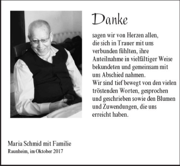 Traueranzeige von Danksagung   von Trauerportal Rhein Main Presse