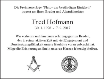 Traueranzeige von Fred Hofmann von Trauerportal Rhein Main Presse