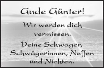 Traueranzeige von Günter  von Trauerportal Rhein Main Presse