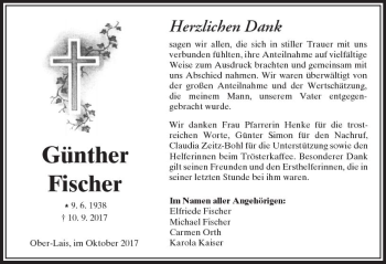 Traueranzeige von Günther Fischer von  Kreisanzeiger