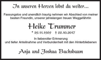 Traueranzeige von Heike Trummer von Trauerportal Rhein Main Presse