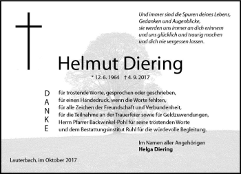 Traueranzeige von Helmut Diering von VRM Trauer