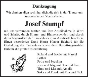 Traueranzeige von Josef Stumpf von  Kreisanzeiger