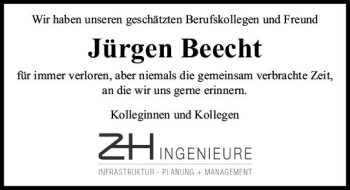 Traueranzeige von Jürgen Beecht von  Gießener Anzeiger