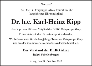 Traueranzeige von Karl-Heinz Kipp von Trauerportal Rhein Main Presse