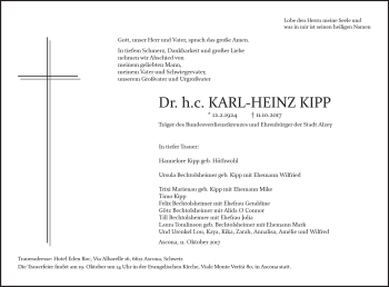 Traueranzeige von Karl-Heinz Kipp von Trauerportal Rhein Main Presse