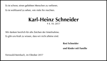 Traueranzeige von Karl-Heinz Schneider von  Gießener Anzeiger