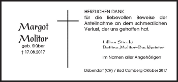Traueranzeige von Margot Molitor von Trauerportal Rhein Main Presse