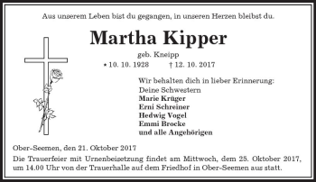 Traueranzeige von Martha Kipper von  Kreisanzeiger
