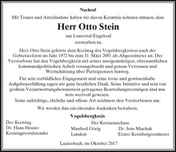 Traueranzeige von Otto Stein von VRM Trauer