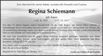 Traueranzeige von Regina Schiemann von  Kreisanzeiger