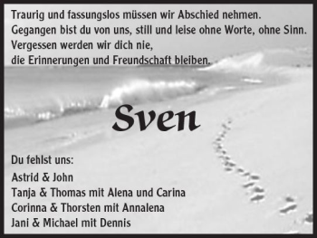 Traueranzeige von Sven  von  Kreisanzeiger