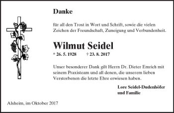 Traueranzeige von Wilmut Seidel von Trauerportal Rhein Main Presse