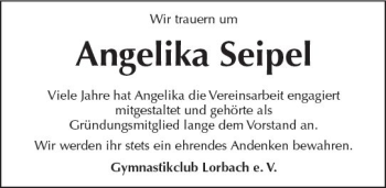 Traueranzeige von Angelika Seipel von  Kreisanzeiger