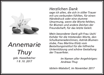 Traueranzeige von Annemarie Thuy von  Camberger Anzeiger